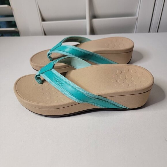 Vionic High Tide Wedge Sandal Cute Summer Thong Flip Flops Ocean - Size 6 Wide - Picture 4 of 10